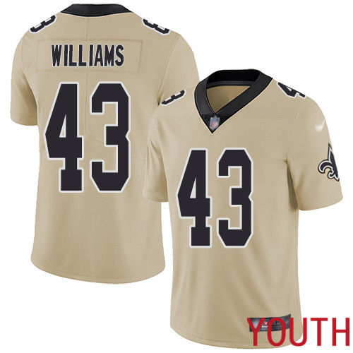 New Orleans Saints Limited Gold Youth Marcus Williams Jersey NFL Football #43 Inverted Legend Jersey->youth nfl jersey->Youth Jersey
